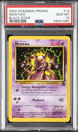 2000 POKEMON PROMO BLACK STAR #14 MEWTWO PSA 10 - Image 1