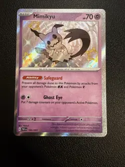 Pokemon Mimikyu 160/091 SV: Paldean Fates Shiny Rare Holo Card English - Image 1