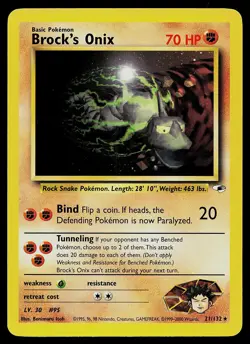 Pokemon Card - Brock's Onix Gym Heroes 21/132 Rare - Image 1