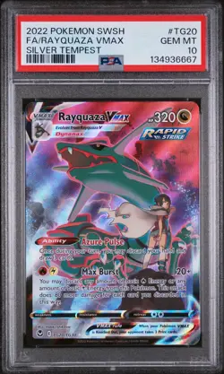 2022 POKEMON SWORD & SHIELD SILVER TEMPEST #TG20 FULL ART/RAYQUAZA VMAX PSA 10 - Image 1