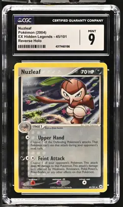 Nuzleaf Pokemon (2004) EX Hidden Legends - 45/101 Reverse Holo CGC Mint 9 POP 20 - Image 1