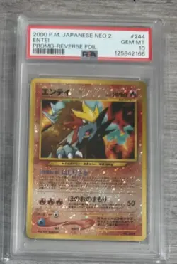2000 Pokemon Japanese Neo 2 Promo Reverse Foil #244 Entei PSA 10 SWIRL - Image 2