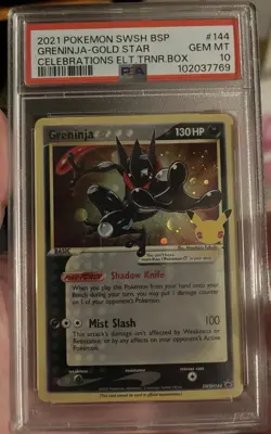Pokemon Greninja Gold Star Promo SWSH144 Holo Sword & Shield PSA 10 - Image 1