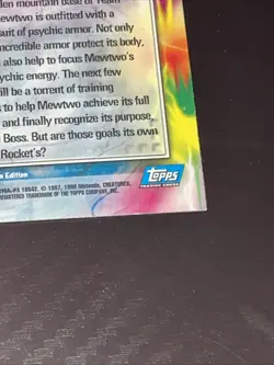 Pokemon Topps Mechanical Mewtwo Mewtwo Strikes Back Rainbow Foil #6 Blue Label - Image 5