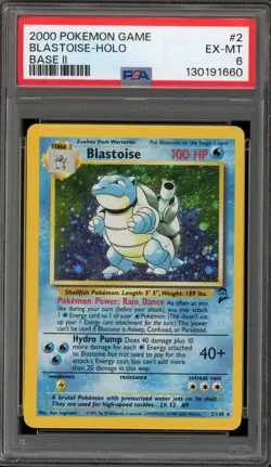 Pokemon Card Blastoise Holo 2/130 Set Base 2 ENG inglese EX-MT PSA 6 vintage - Image 1