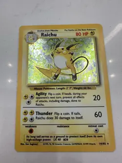 Pokemon TCG Base Set Raichu Holo Rare Card 14/102 WOTC LP - Image 1