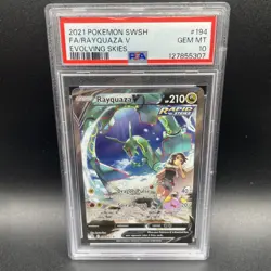 2021 Pokemon SWSH Full Art Rayquaza V Evolving Skies PSA 10 Gem Mint 194/203 - Image 1