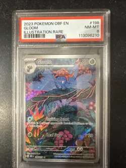 2023 POKEMON OBF EN-OBSIDIAN FLAMES ILLUSTRATION RARE 198 GLOOM - PSA 8 - Image 1
