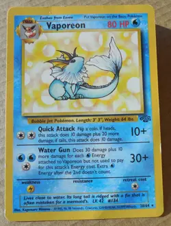 Vaporeon 28/64 Rare Non-Holo Jungle Set Pokemon Card bend & creases see pics MP - Image 1