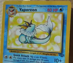 Vaporeon 28/64 Rare Non-Holo Jungle Set Pokemon Card bend & creases see pics MP - Image 3