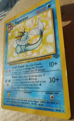 Vaporeon 28/64 Rare Non-Holo Jungle Set Pokemon Card bend & creases see pics MP - Image 5