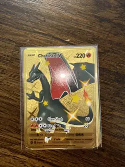 Charizard V HP 220 Gold Foil Pokemon Card 079/073 (Champions Path) Metal Card - Image 1