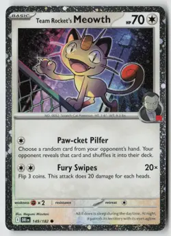 Team Rocket's Meowth (Cosmos Holo) 149/182 - Misc Cards & Products - PTCG - Image 1