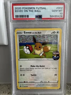 2020 POKEMON FUTSAL #002 EEVEE ON THE BALL PSA 10 - Image 1