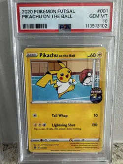 2020 POKEMON FUTSAL #001 PIKACHU ON THE BALL PSA 10 - Image 1