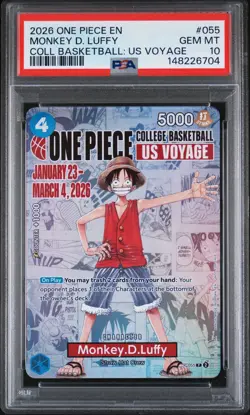 PSA 10 One Piece Card Monkey D. Luffy US College Basketball Voyage Promo - Image 1