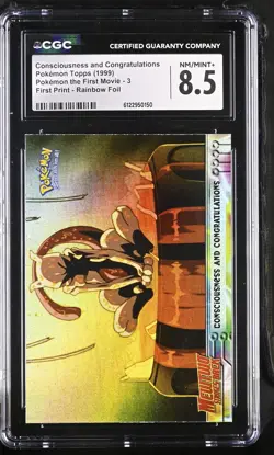 CGC 8.5 Consciousness and Congratulations Topps First Movie Rainbow Foil Pokemon - Image 1