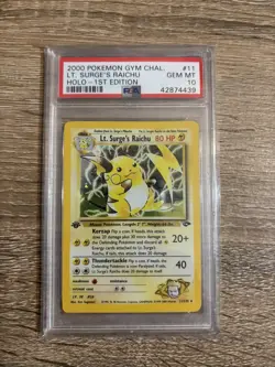 Pokemon Lt. Surge's Raichu 11/132 Holo 1st Edition PSA 10 Gym Challenge (2000) - Image 1