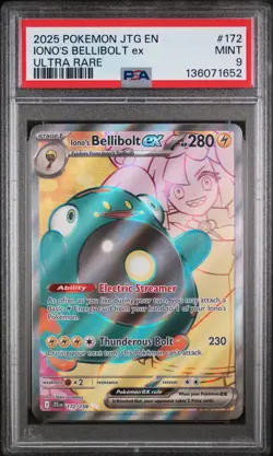 Iono's Bellibolt Ex Ultra Rare Pokemon Jtg En-Journey Together 172/159 PSA 9 - Image 1