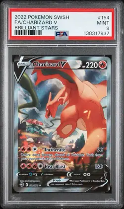 Pokemon Charizard V Brilliant Stars Full Alt Art #154 PSA 9 Mint - Image 1
