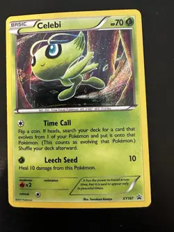 Celebi XY187 Holo Black Star Promo Pokemon Card LP - Image 1