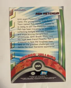 Ash Ketchum (HV1) Pokemon 2000 Topps TV Animation Edition Non Holo LP Blue Label - Image 2