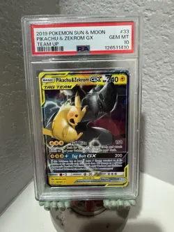 2019 Pokemon Sun and Moon Team Up Pikachu & Zekrom GX PSA 10 GEM MINT - Image 1