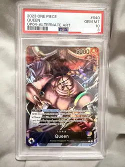QUEEN OP04-040 LEADER One Piece Kingdom Intrigue TCG ENGLISH ALT ART PSA 10 - Image 1