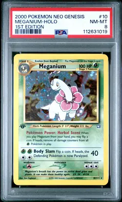 2000 POKEMON NEO GENESIS 1ST EDITION #10 MEGANIUM-HOLO PSA 8 - Image 1