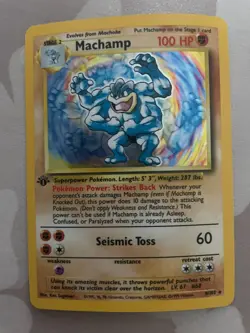 Pokemon TCG Machamp 100HP Base Set 8/102 1st Edition Holo Rare Best Fighter - Image 1