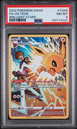 2022 POKEMON SWORD & SHIELD BRILLIANT STARS #TG04 FULL ART/JOLTEON PSA 8 - Image 1