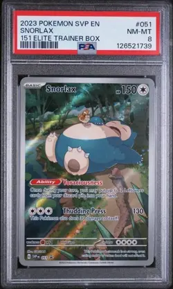 2023 POKEMON SVP EN-SV BLACK STAR PROMO 151 ELITE TRAINER BOX #051 SNORLAX PSA 8 - Image 1