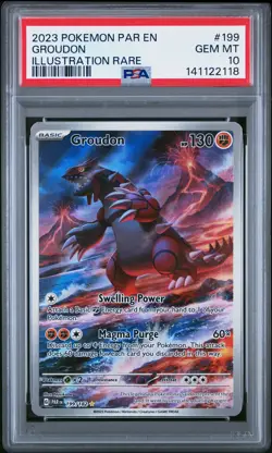 2023 POKEMON PAR EN-PARADOX RIFT ILLUSTRATION RARE #199 GROUDON PSA 10 - Image 1
