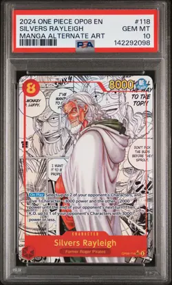 2024 ONE PIECE OP08-TWO LEGENDS MANGA ALTERNATE ART #118 SILVERS RAYLEIGH PSA 10 - Image 1