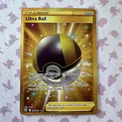 Pokemon TCG Ultra Ball 186/172 Gold Secret Rare Sword & Shield Brilliant Stars - Image 1