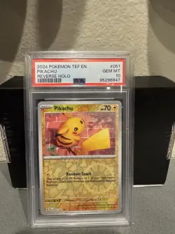 2024 Pokemon PSA 10 TEF EN Pikachu Reverse Holo 051/162 - Image 1