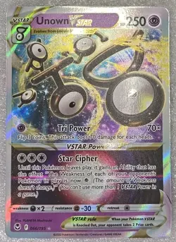 Pokemon TCG Unown VSTAR 66/195 Silver Tempest Holo Rare 2022 NM - Image 2