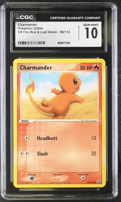 CGC 10 GEM MINT Charmander 2004 EX Fire Red & Leaf Green 58/112 Pokemon Card - Image 1