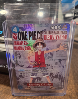 One Piece Monkey.D.Luffy College Basketball US Voyage Promo Card & Poster - Image 1