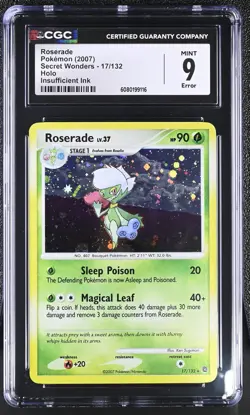 CGC 9 MINT Roserade 2007 Secret Wonders 17/132 Holo Pokemon Card - Image 1