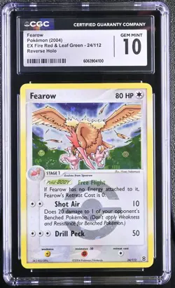 CGC 10 Fearow EX Fire Red & Leaf Green 24/112 Reverse Holo Pokemon Card - Image 1