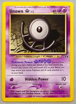 Pokemon Unown U #51/75 Uncommon - 2001 Unlimited Neo Discovery - NM to MT Cond. - Image 1