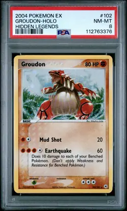 2004 POKEMON EX HIDDEN LEGENDS #102 GROUDON-HOLO PSA 8 - Image 1