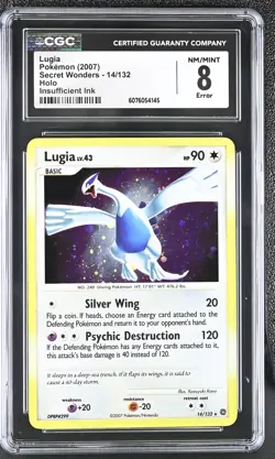 CGC 8 HOLO BLEED Lugia 2007 Secret Wonders 14/132 Holo Pokemon Card - Image 1