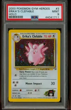 ERIKA'S CLEFABLE HOLO POKEMON GYM HEROES 2000 3 PSA 9 MINT - Image 1