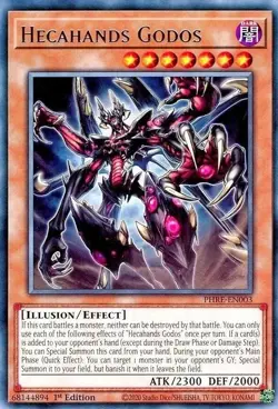 Yugioh! Hecahands Godos, PHRE-EN003 Super Rare, 1st Edition - Image 1