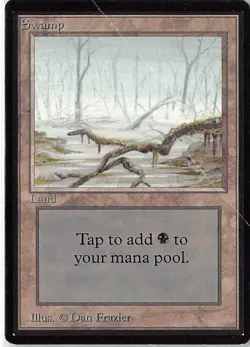Swamp (A) Magic MtG x1 Beta DAMAGED - Image 1