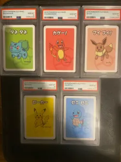 POKEMON OLD MAID CHARMANDER BULBASAUR EEVEE PIKACHU SQUIRTLE PSA 10 SEQ CERTS - Image 1