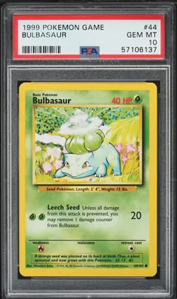 1999 POKEMON GAME BULBASAUR #44 PSA GRADED 10.0 - Image 1