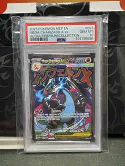2025 Pokemon Phantasmal Flames MEP Mega Charizard X Ultra Premium PSA 10 - Image 1